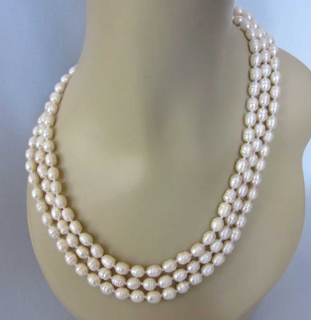 Luxurious 65" Baroque Freshwater Pearl Hand Knott… - image 6