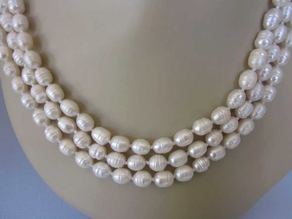 Luxurious 65" Baroque Freshwater Pearl Hand Knott… - image 7