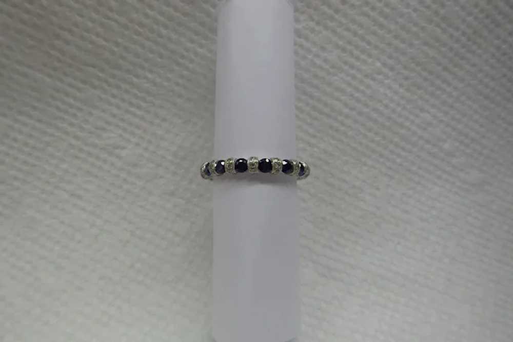 Estate Solid 18kt Natural Sapphire and Diamond Et… - image 2