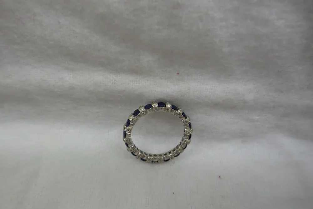 Estate Solid 18kt Natural Sapphire and Diamond Et… - image 5