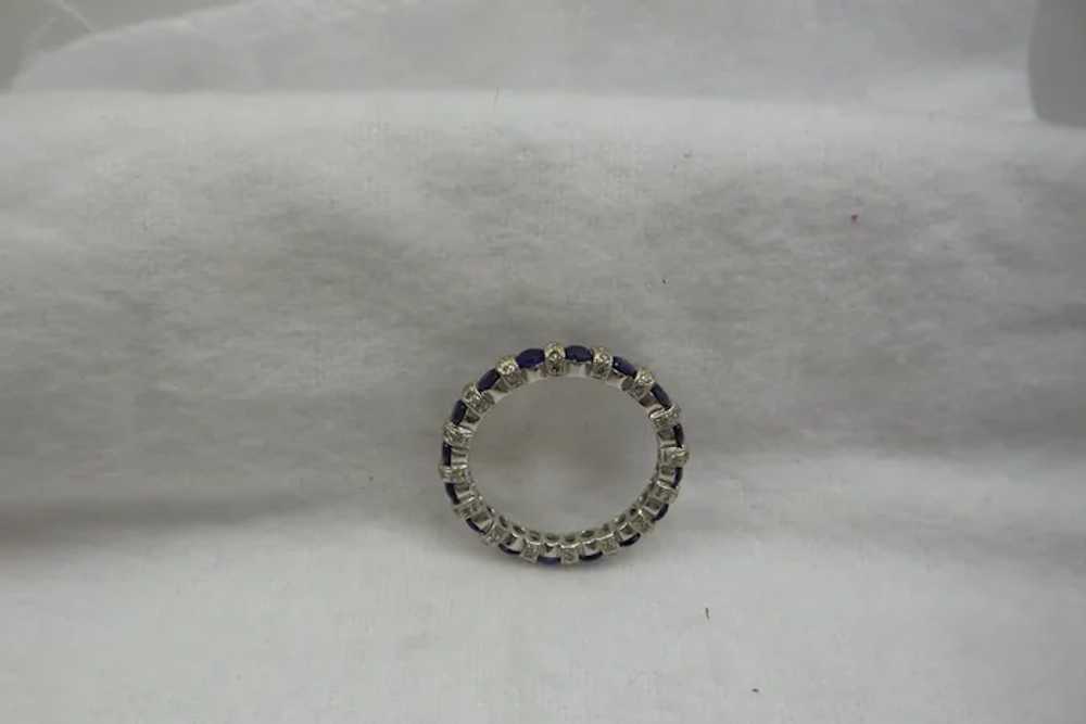 Estate Solid 18kt Natural Sapphire and Diamond Et… - image 8