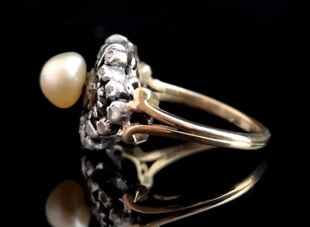 Antique Georgian diamond and pearl ring, 18k - image 10