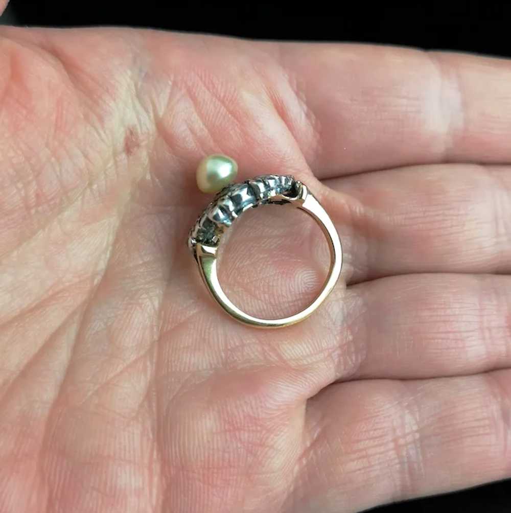 Antique Georgian diamond and pearl ring, 18k - image 11