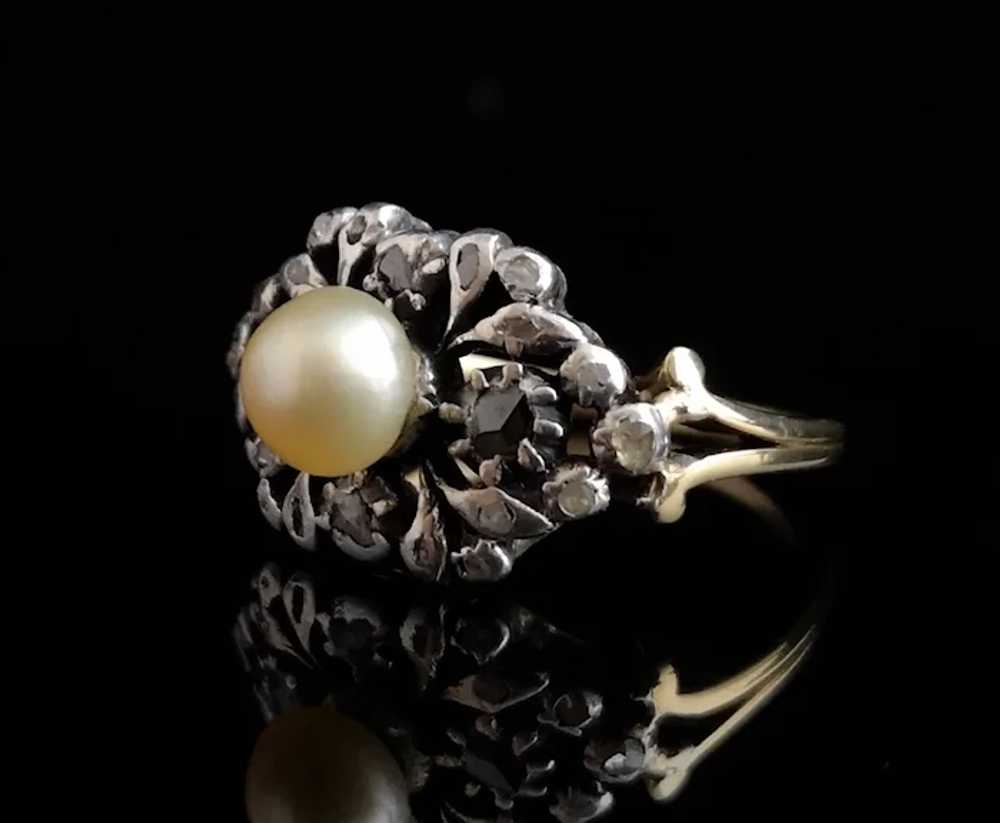 Antique Georgian diamond and pearl ring, 18k - image 2