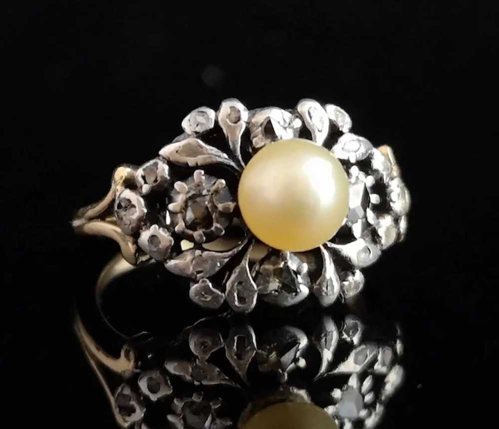 Antique Georgian diamond and pearl ring, 18k - image 4