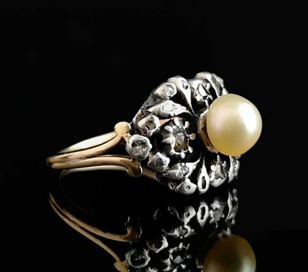 Antique Georgian diamond and pearl ring, 18k - image 5