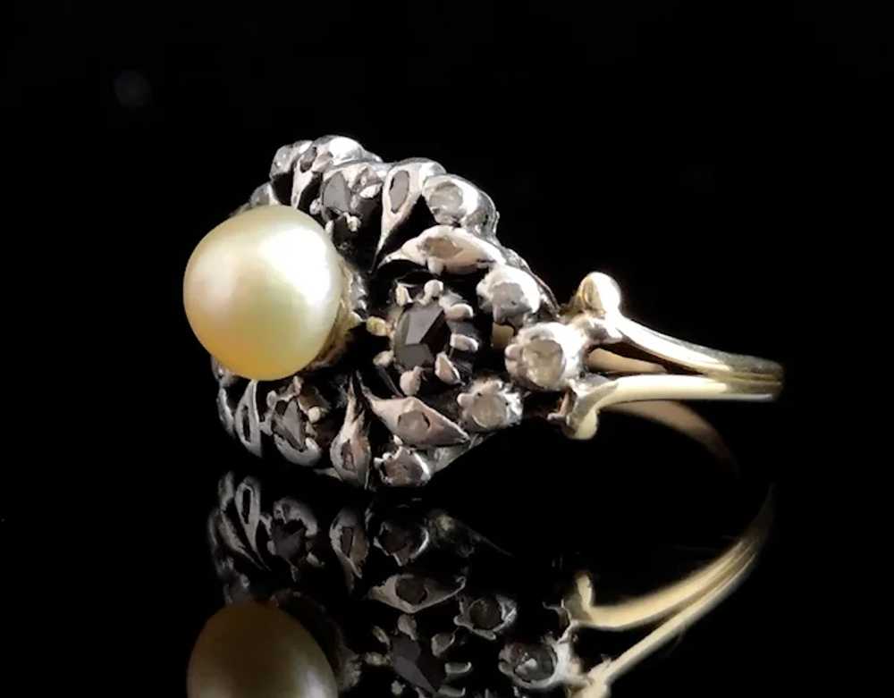Antique Georgian diamond and pearl ring, 18k - image 6