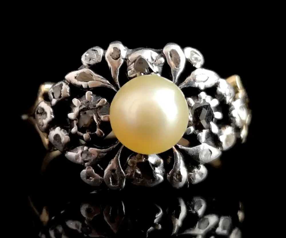Antique Georgian diamond and pearl ring, 18k - image 7