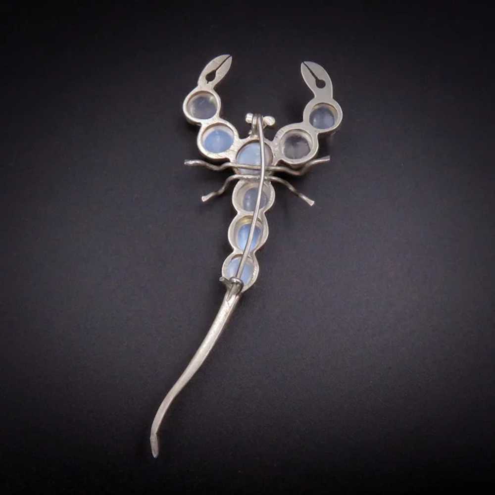 Silver Scorpion Brooch with 8 Ghost Moonstones - image 4
