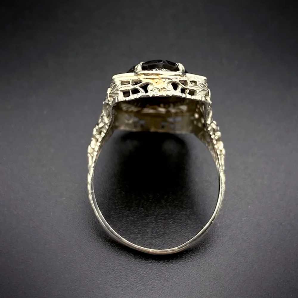 Art Deco 14K, Onyx & Diamond Ring - image 4