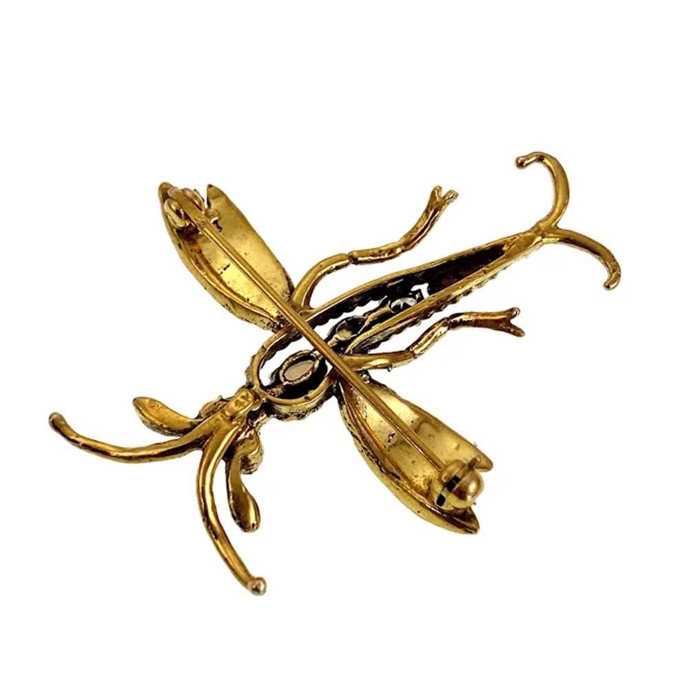 14K, Opal, Seed Pearl & Ruby Insect Brooch - image 6