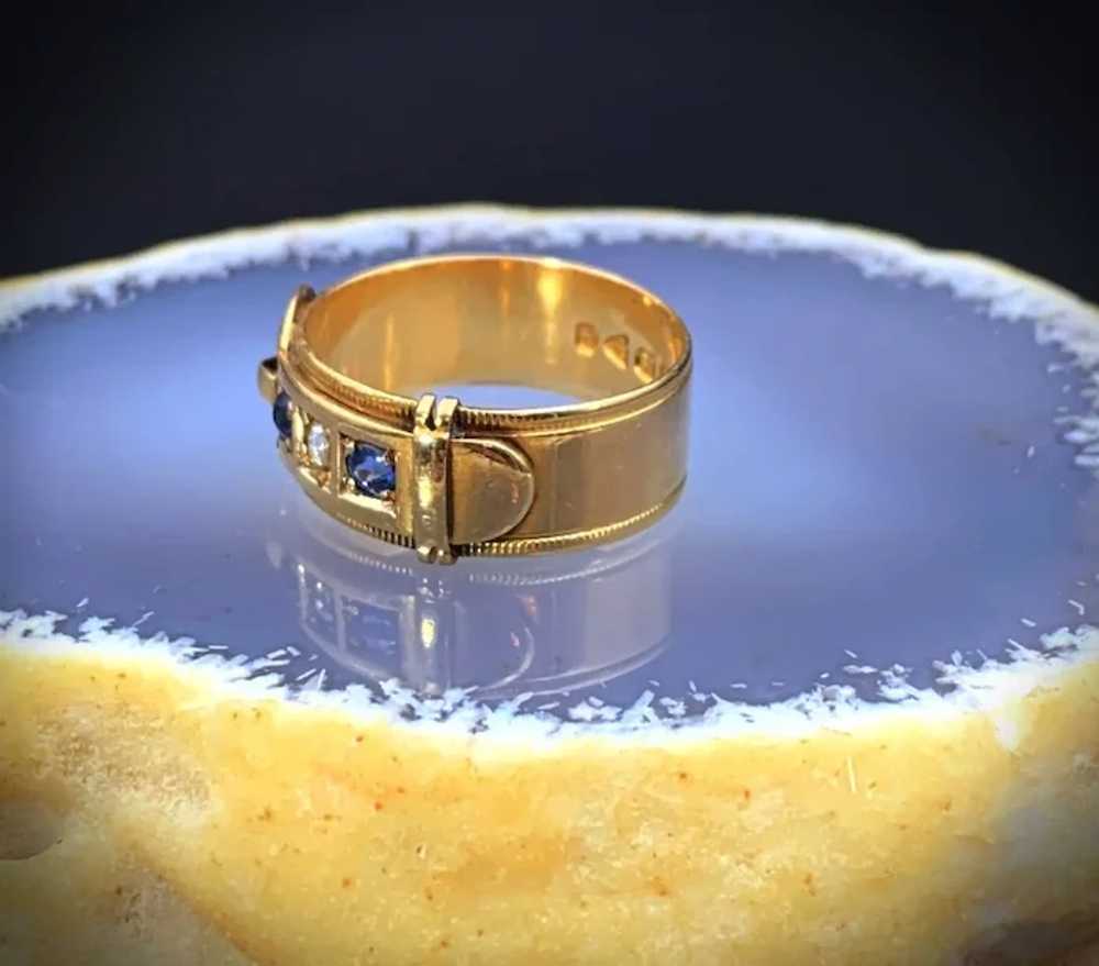 Antique 18K, Sapphire & Diamond Buckle Ring - image 10