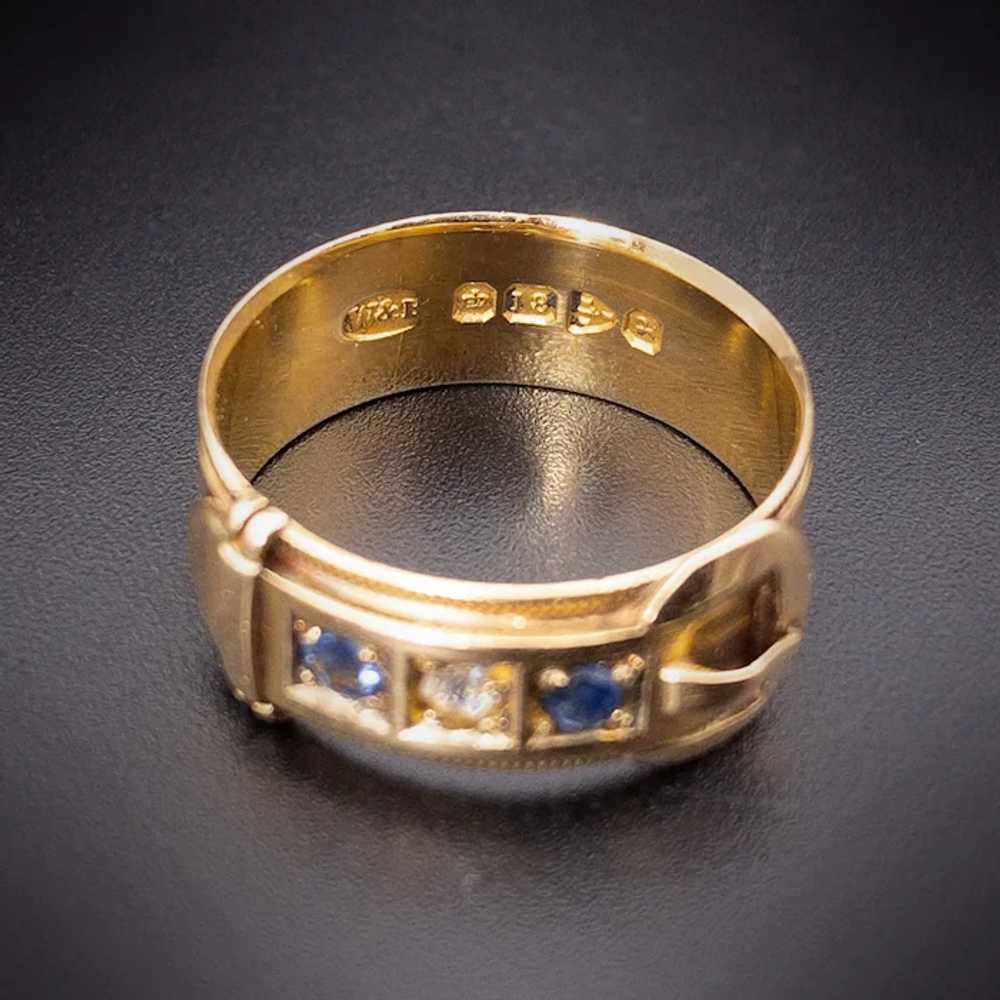 Antique 18K, Sapphire & Diamond Buckle Ring - image 2