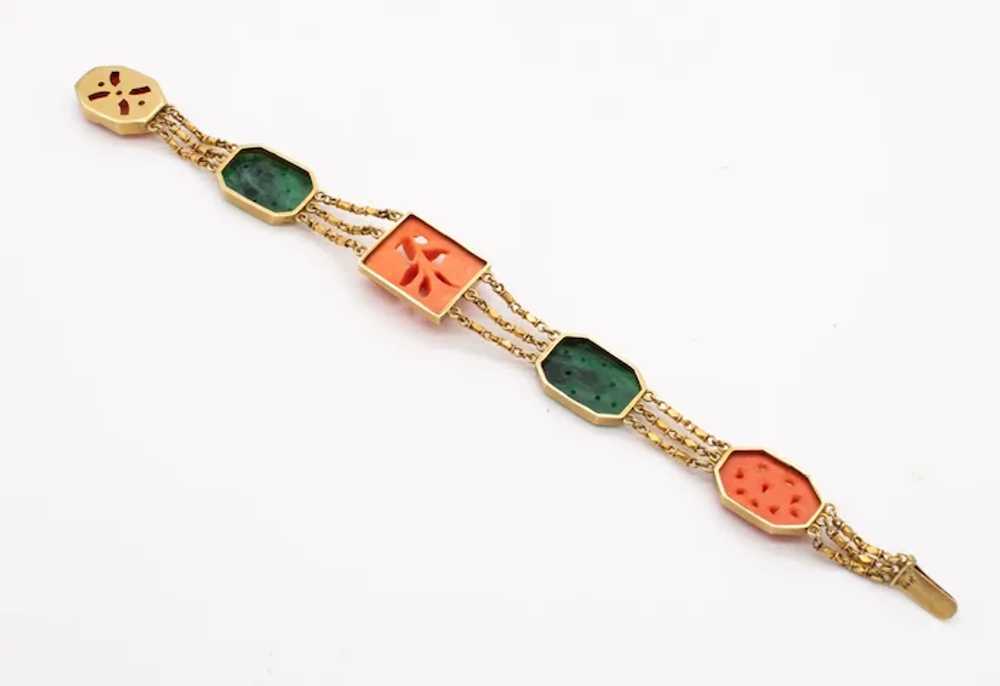 Art Deco 1920 Chinoiserie bracelet in 14 kt yello… - image 2
