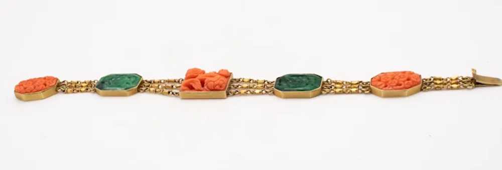 Art Deco 1920 Chinoiserie bracelet in 14 kt yello… - image 4
