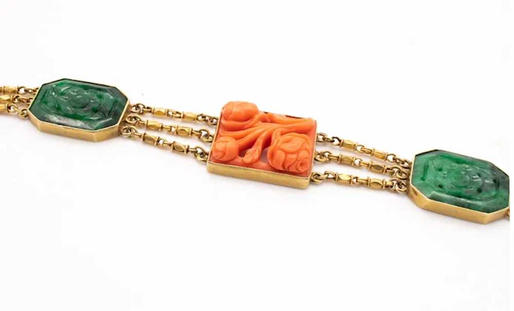 Art Deco 1920 Chinoiserie bracelet in 14 kt yello… - image 6