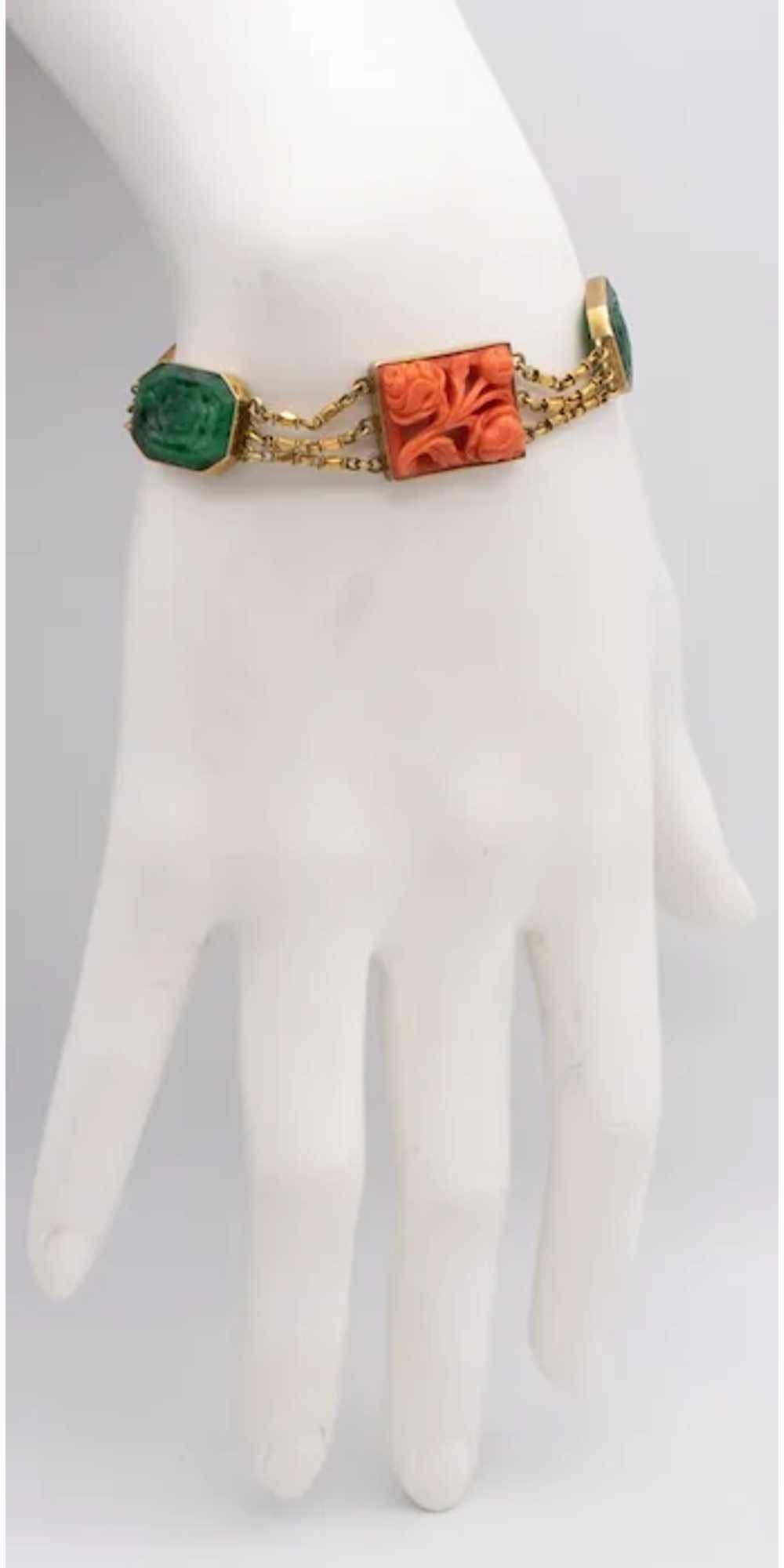 Art Deco 1920 Chinoiserie bracelet in 14 kt yello… - image 8