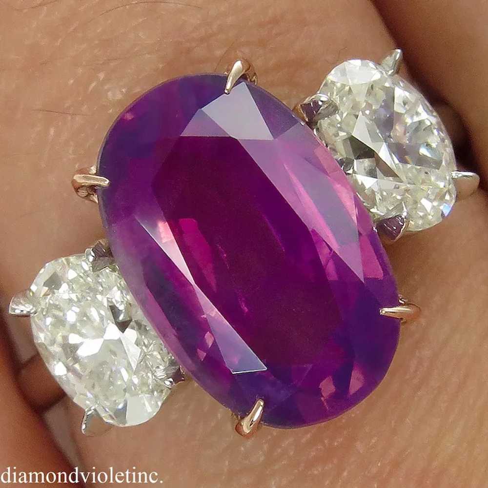 GIA 5.50ct Vintage NO HEAT Pink Sapphire Diamond … - image 2