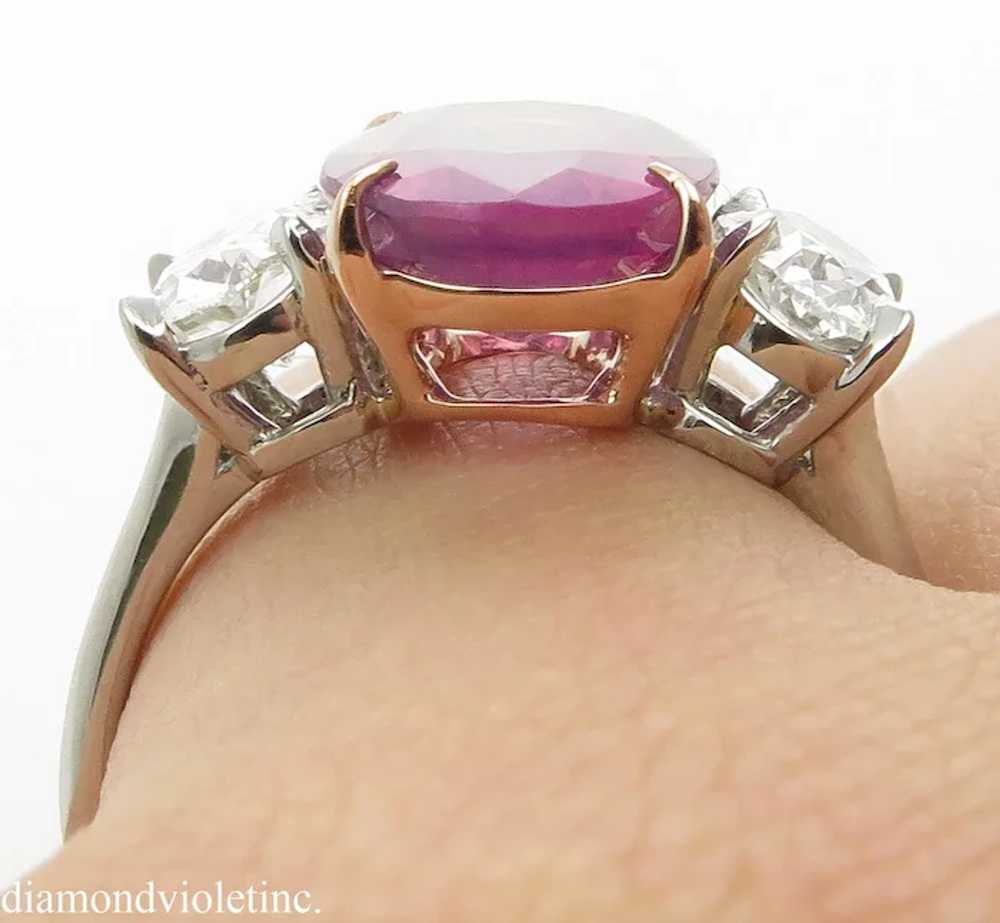 GIA 5.50ct Vintage NO HEAT Pink Sapphire Diamond … - image 7