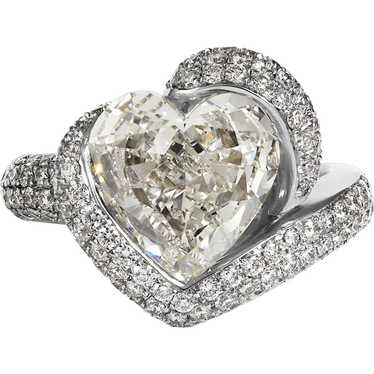 GIA 8.21ct Estate Vintage Heart Diamond 18 White … - image 1