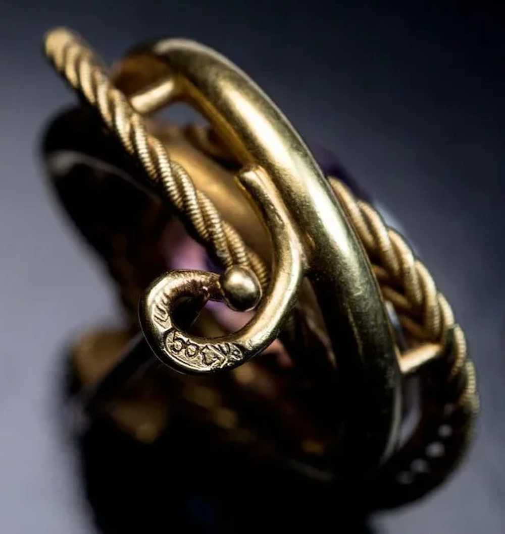 Antique Russian Amethyst 14K Gold Love Knot Brooc… - image 4