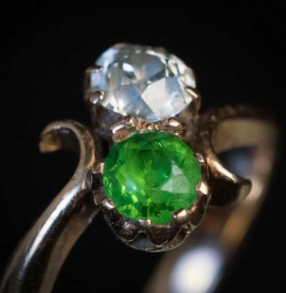 Antique Russian Demantoid Diamond “Toi et Moi” Cr… - image 2