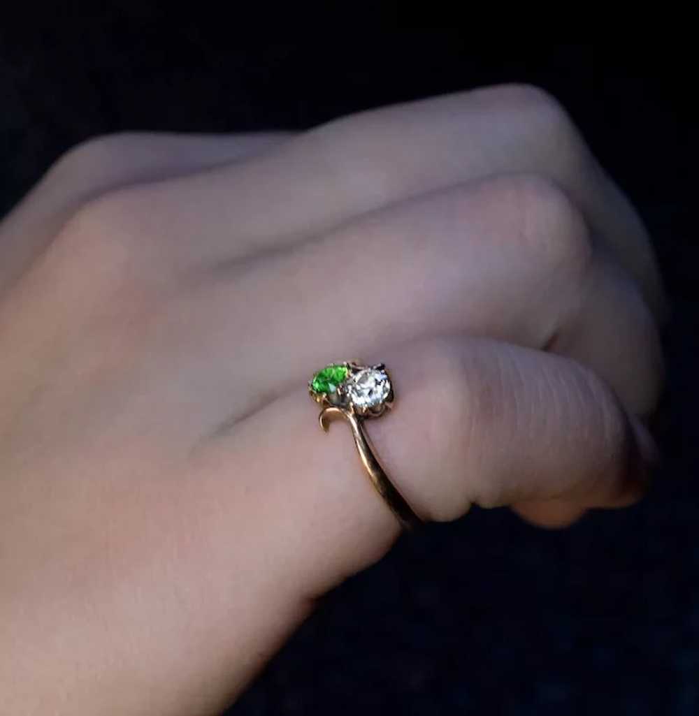 Antique Russian Demantoid Diamond “Toi et Moi” Cr… - image 3