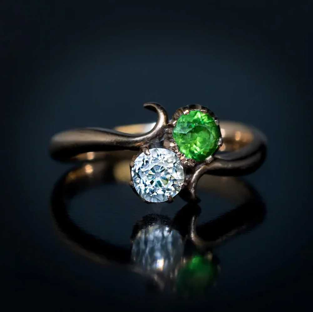 Antique Russian Demantoid Diamond “Toi et Moi” Cr… - image 5