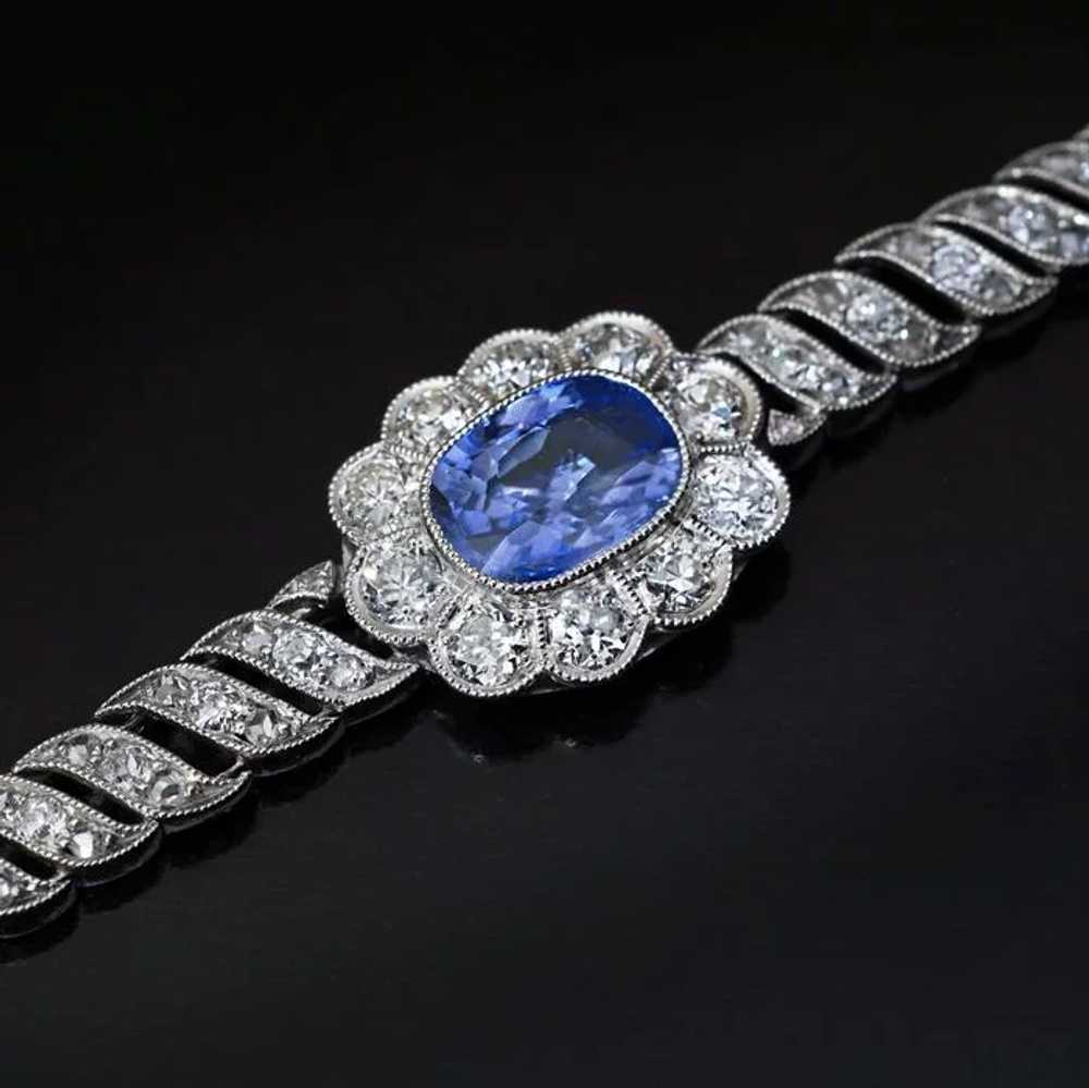 Antique Edwardian Sapphire Diamond Platinum Brace… - image 5