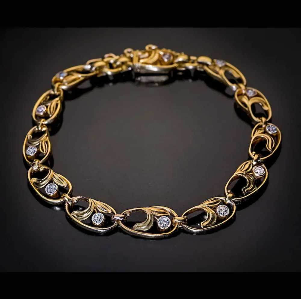 Art Nouveau Antique Russian Diamond 14K Gold Link… - image 4