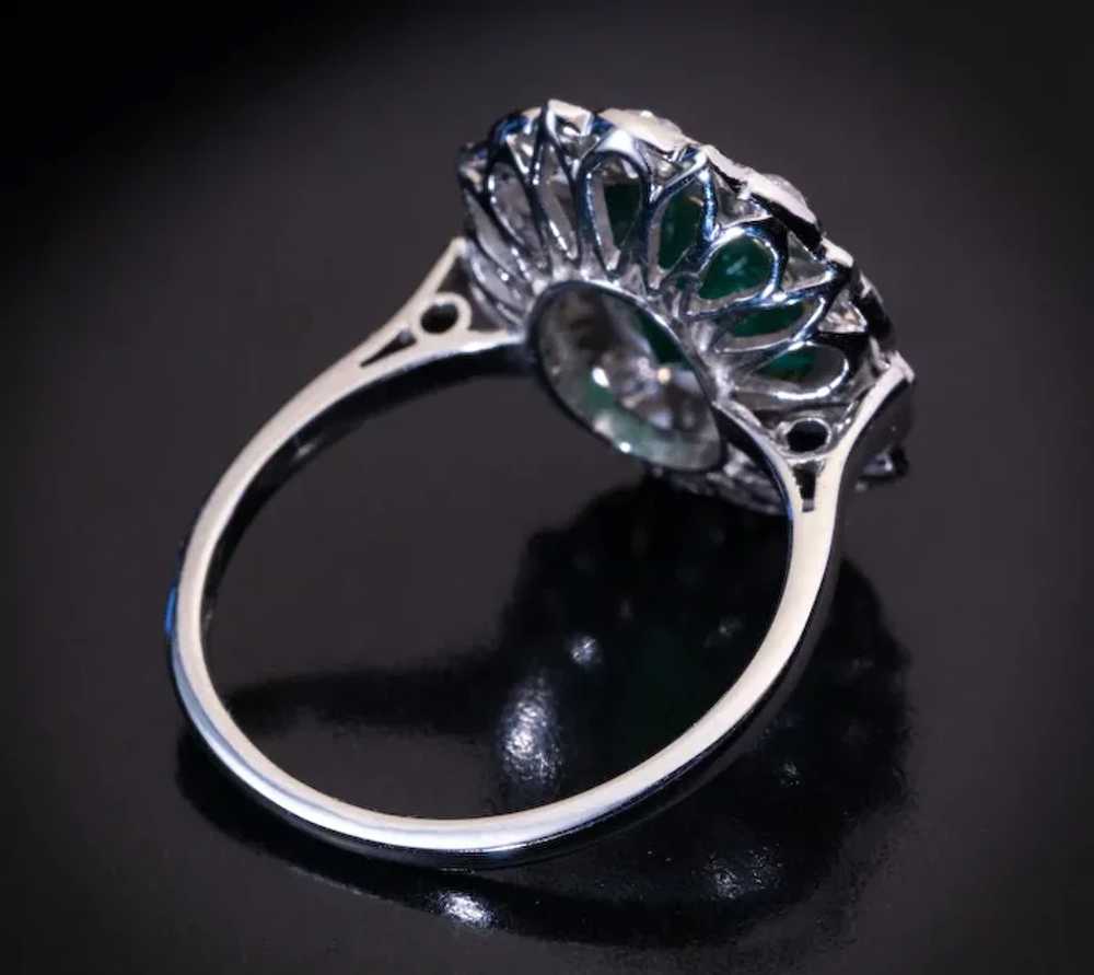 Art Deco Vintage Emerald Diamond Sapphire Ring - image 4