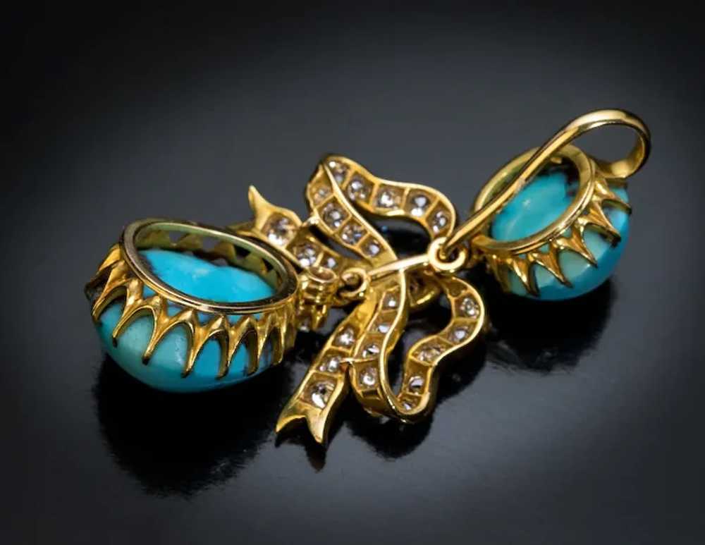 Antique Persian Turquoise Diamond Gold Necklace - image 5