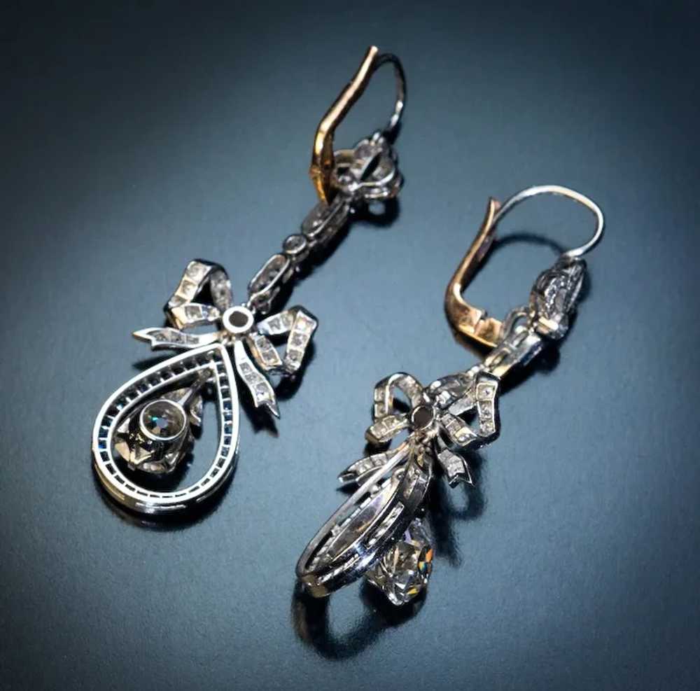 Belle Epoque Antique Diamond Sapphire Earrings - image 5