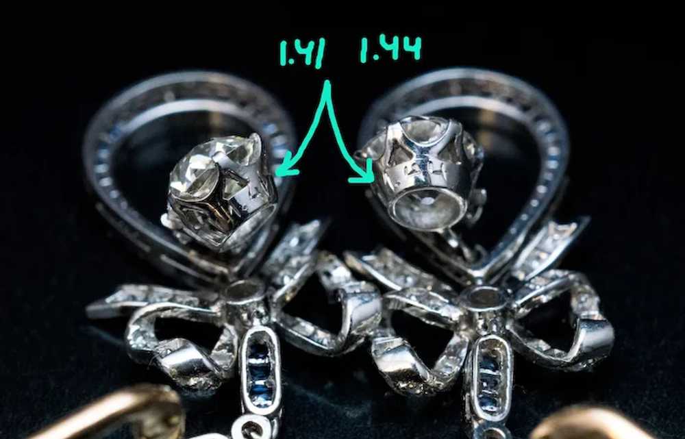 Belle Epoque Antique Diamond Sapphire Earrings - image 7