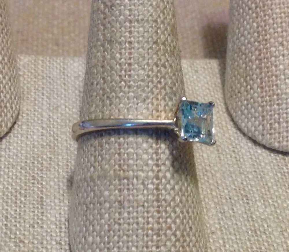 Sterling Synthetic Blue Spinel Ring Size 9 - image 2