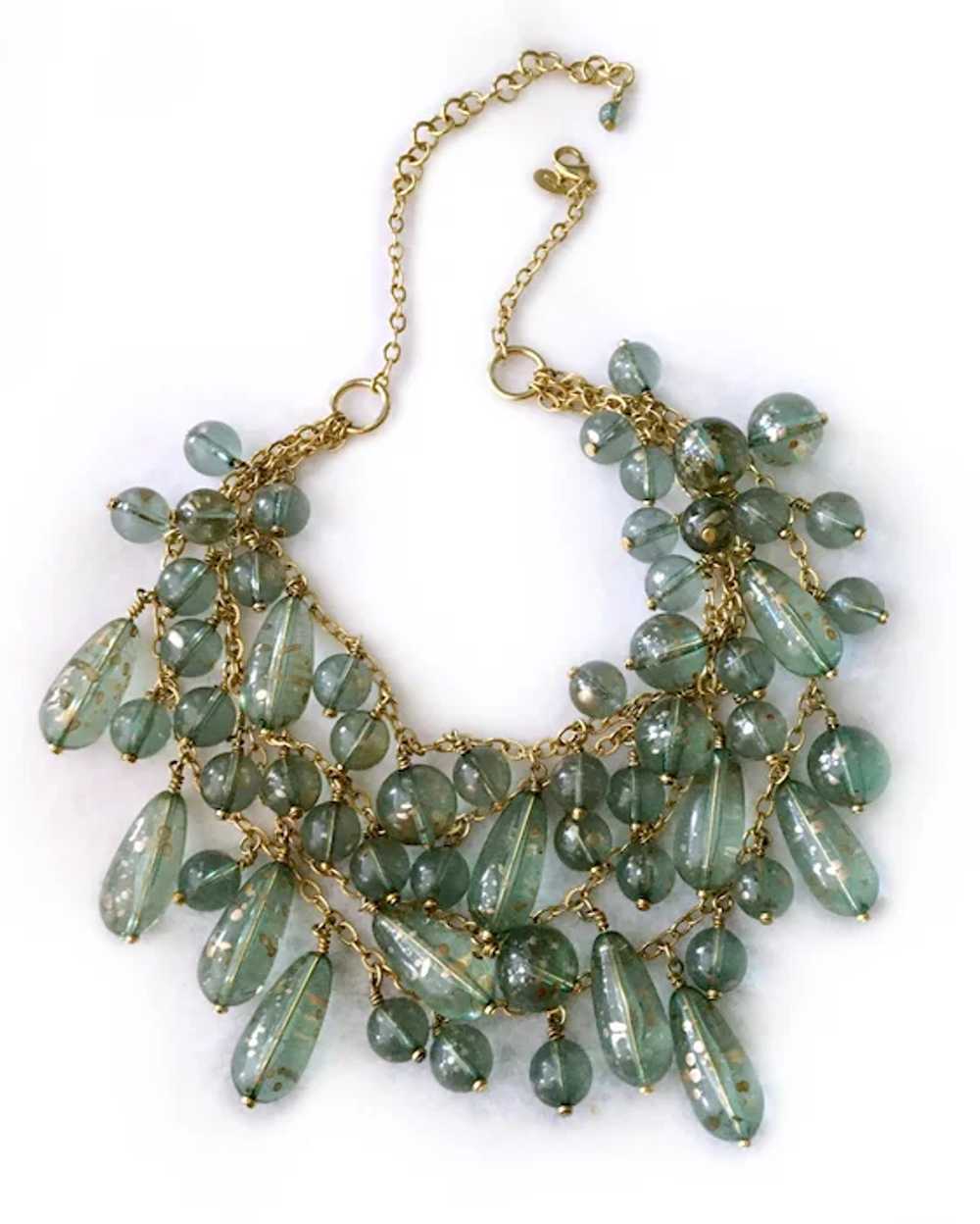 Joan Rivers Gold-Flecked Blue Green Lucite Drops … - image 2