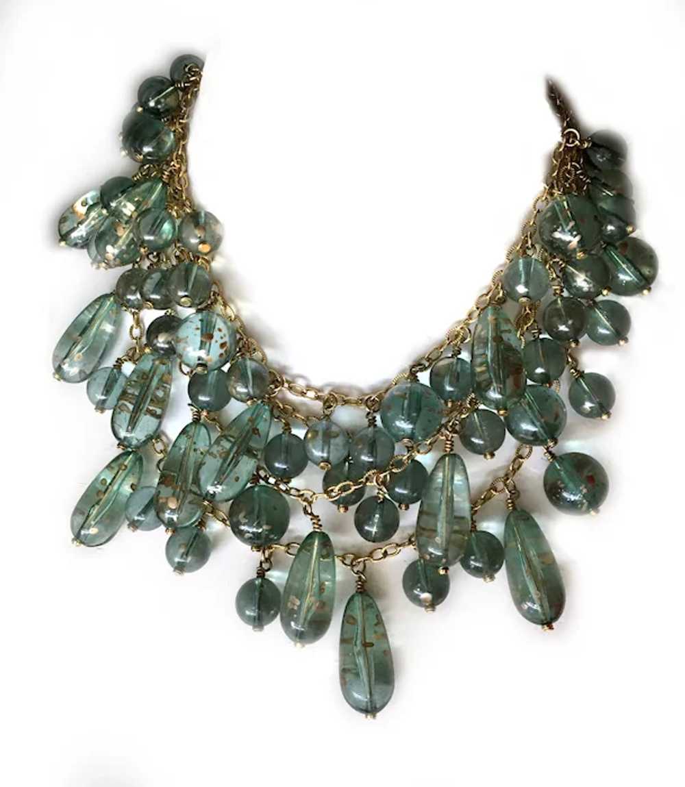 Joan Rivers Gold-Flecked Blue Green Lucite Drops … - image 3