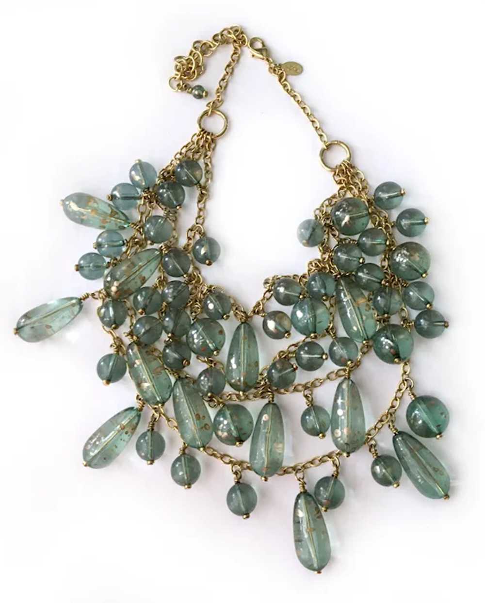 Joan Rivers Gold-Flecked Blue Green Lucite Drops … - image 4