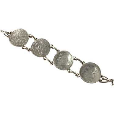 Austria 1930-40s Solid Silver Massive Coin Bracel… - image 1