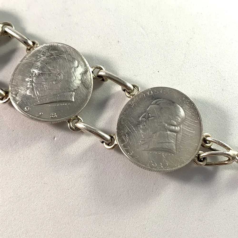 Austria 1930-40s Solid Silver Massive Coin Bracel… - image 2
