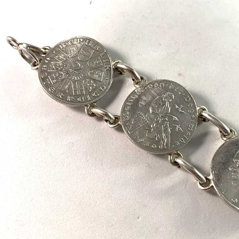 Austria 1930-40s Solid Silver Massive Coin Bracel… - image 3
