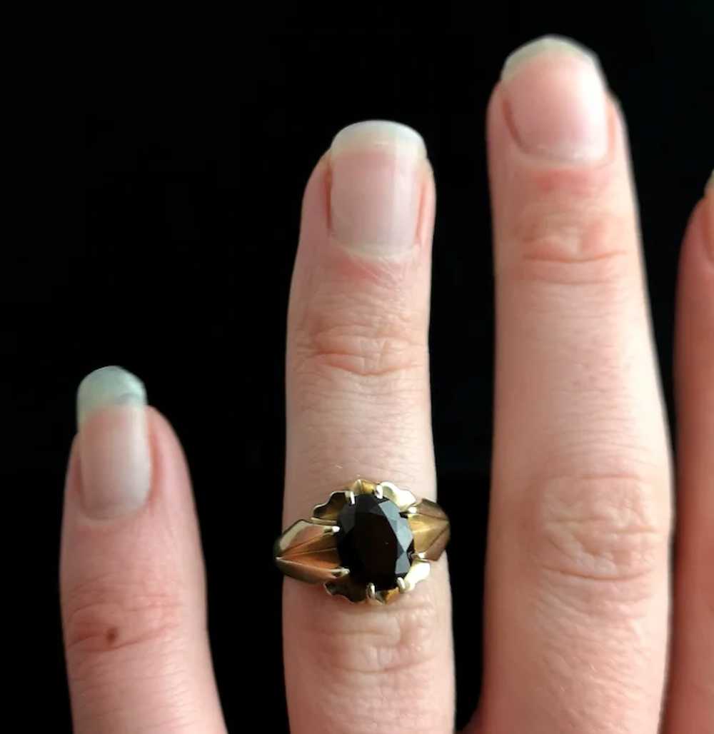 Vintage garnet dress ring, chunky 9k gold - image 4