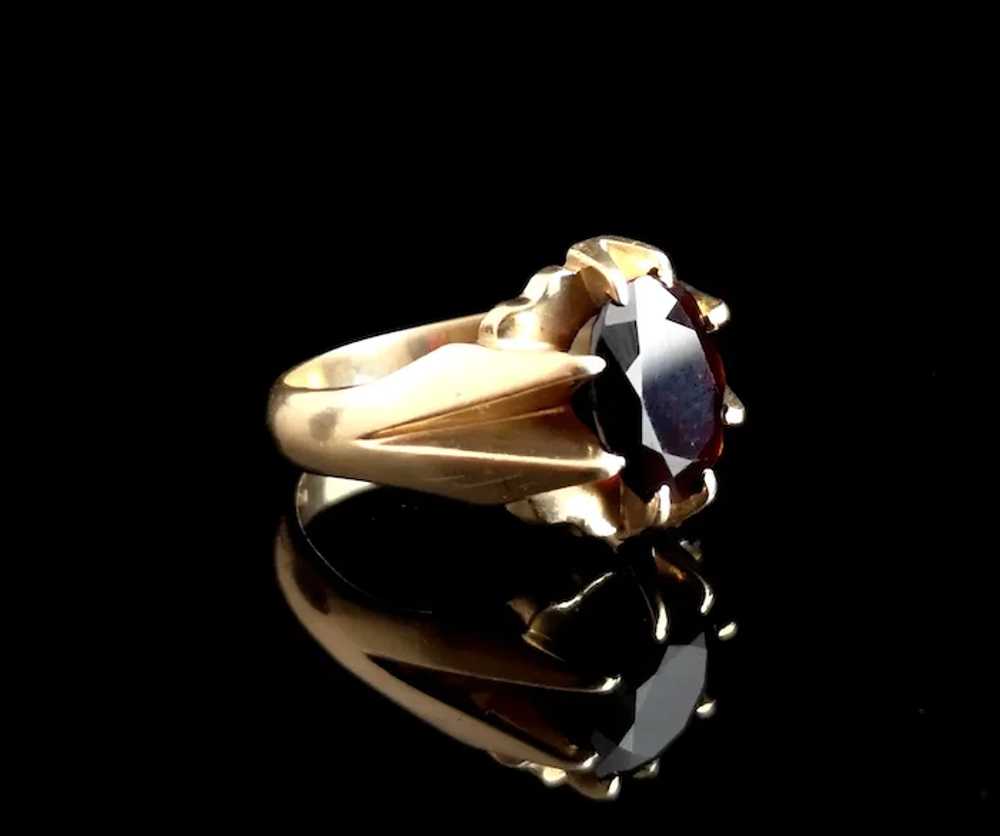 Vintage garnet dress ring, chunky 9k gold - image 5