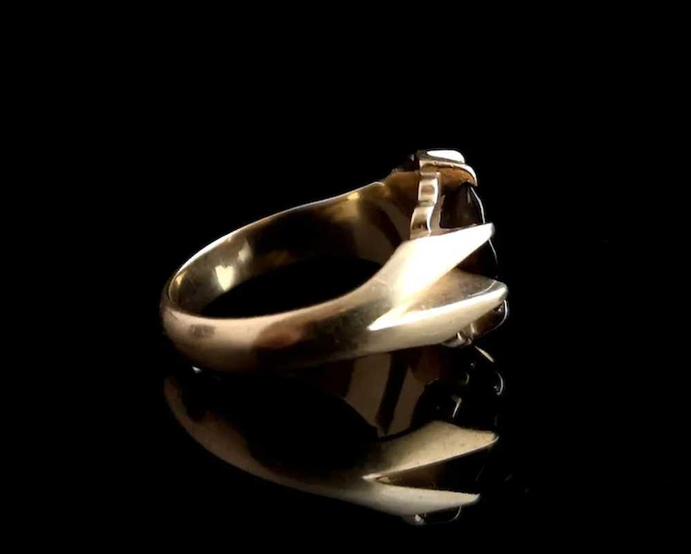 Vintage garnet dress ring, chunky 9k gold - image 7