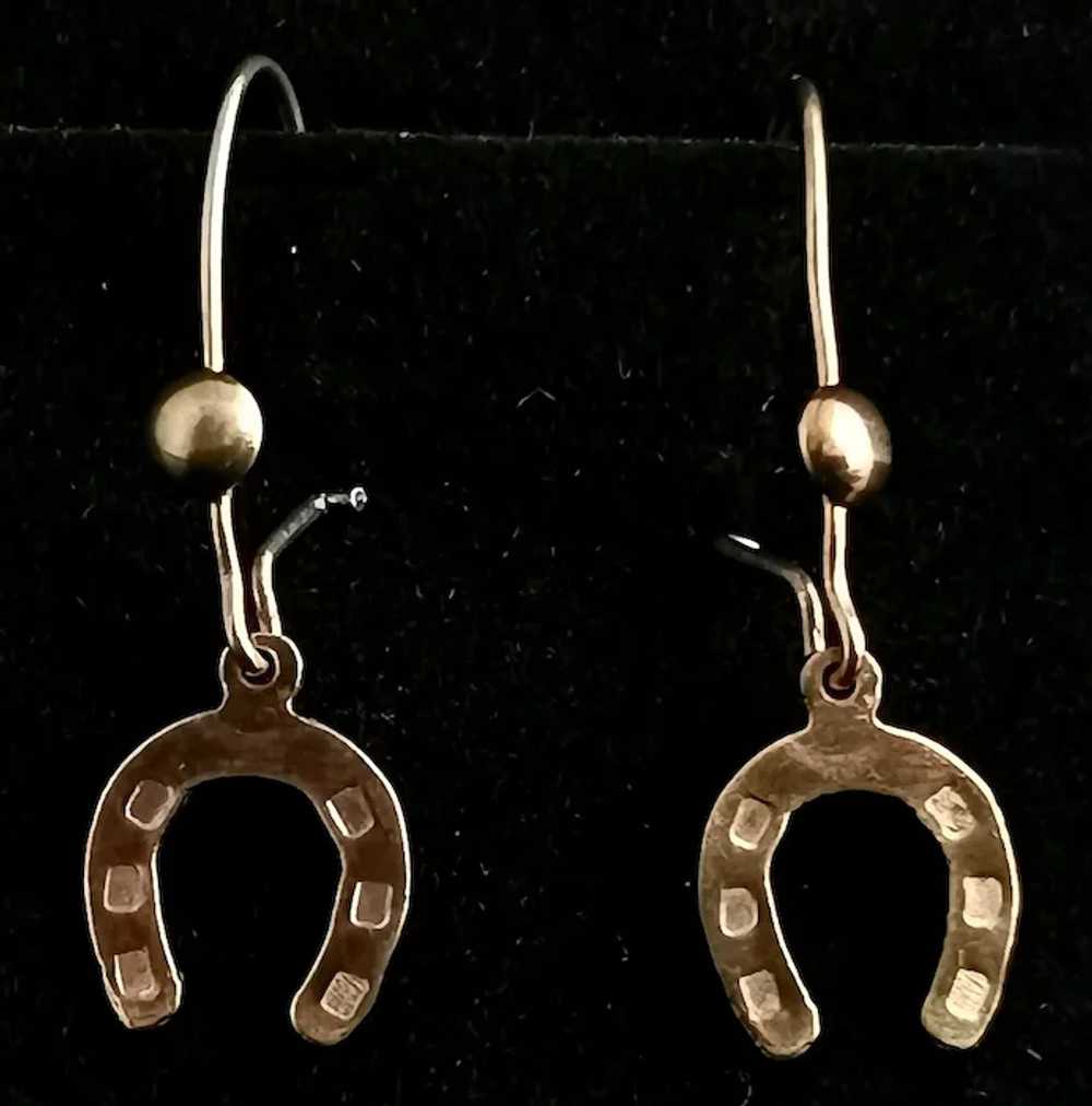 Antique 9ct gold horseshoe earrings - image 2