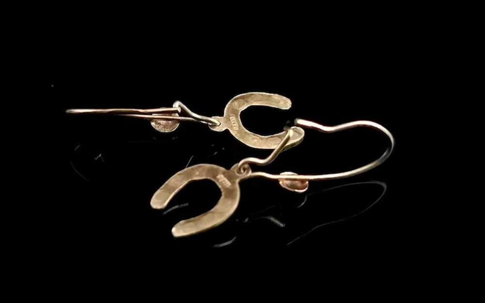 Antique 9ct gold horseshoe earrings - image 4