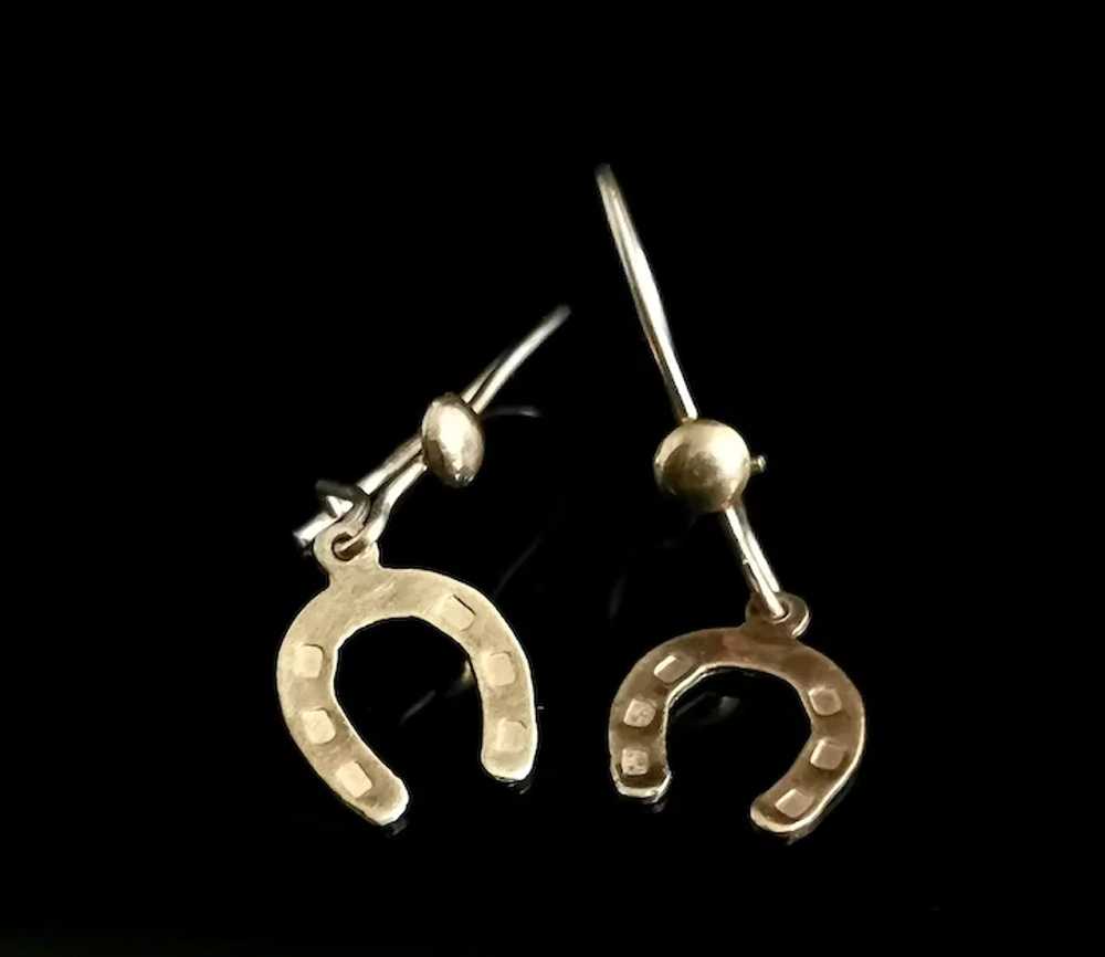 Antique 9ct gold horseshoe earrings - image 7