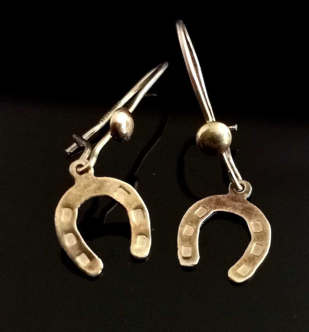 Antique 9ct gold horseshoe earrings - image 8