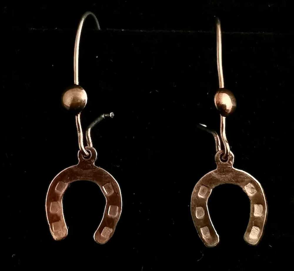 Antique 9ct gold horseshoe earrings - image 9