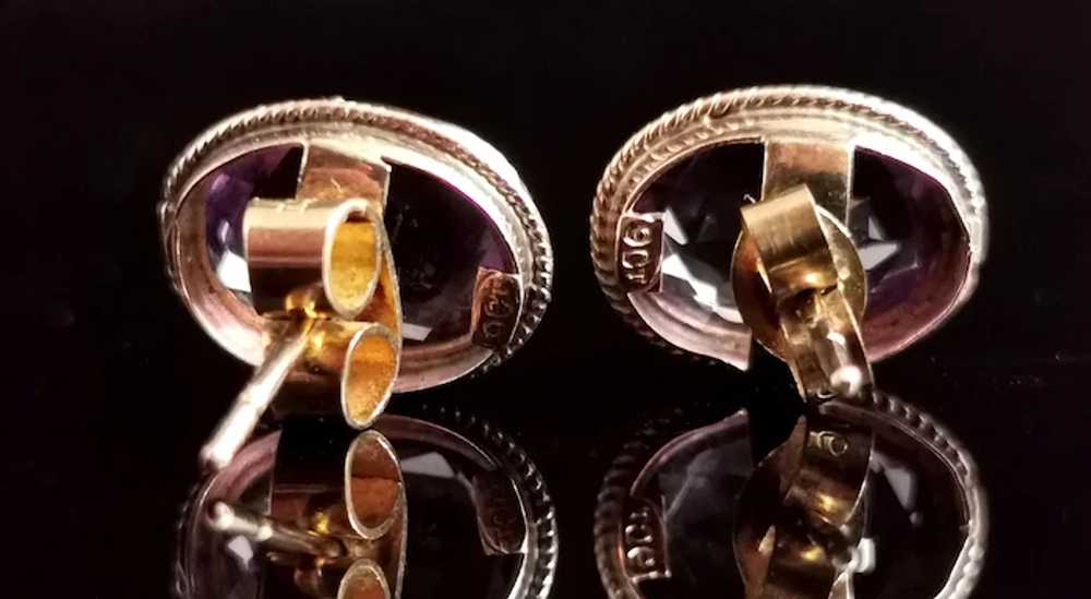 Antique Victorian 9k gold Amethyst stud earrings - image 6